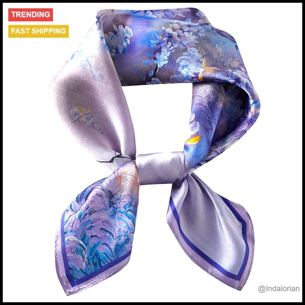 Silk Square Scarf Elegant Lightweight Fashion Accessory Head Wrap Neck Scarf